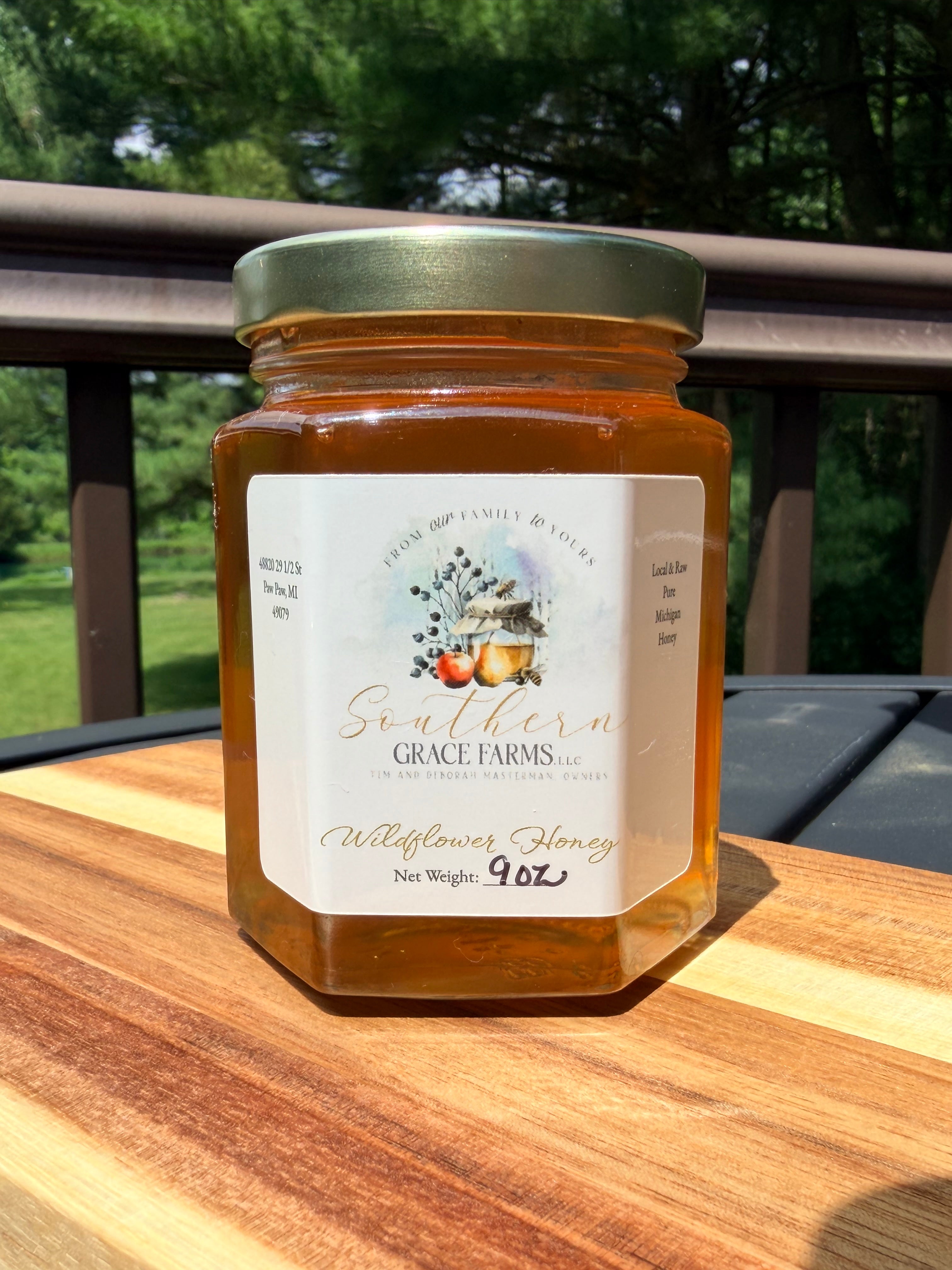Pure, Raw, and Unfiltered Michigan Wildflower Honey - 9 oz Net Weight Jar