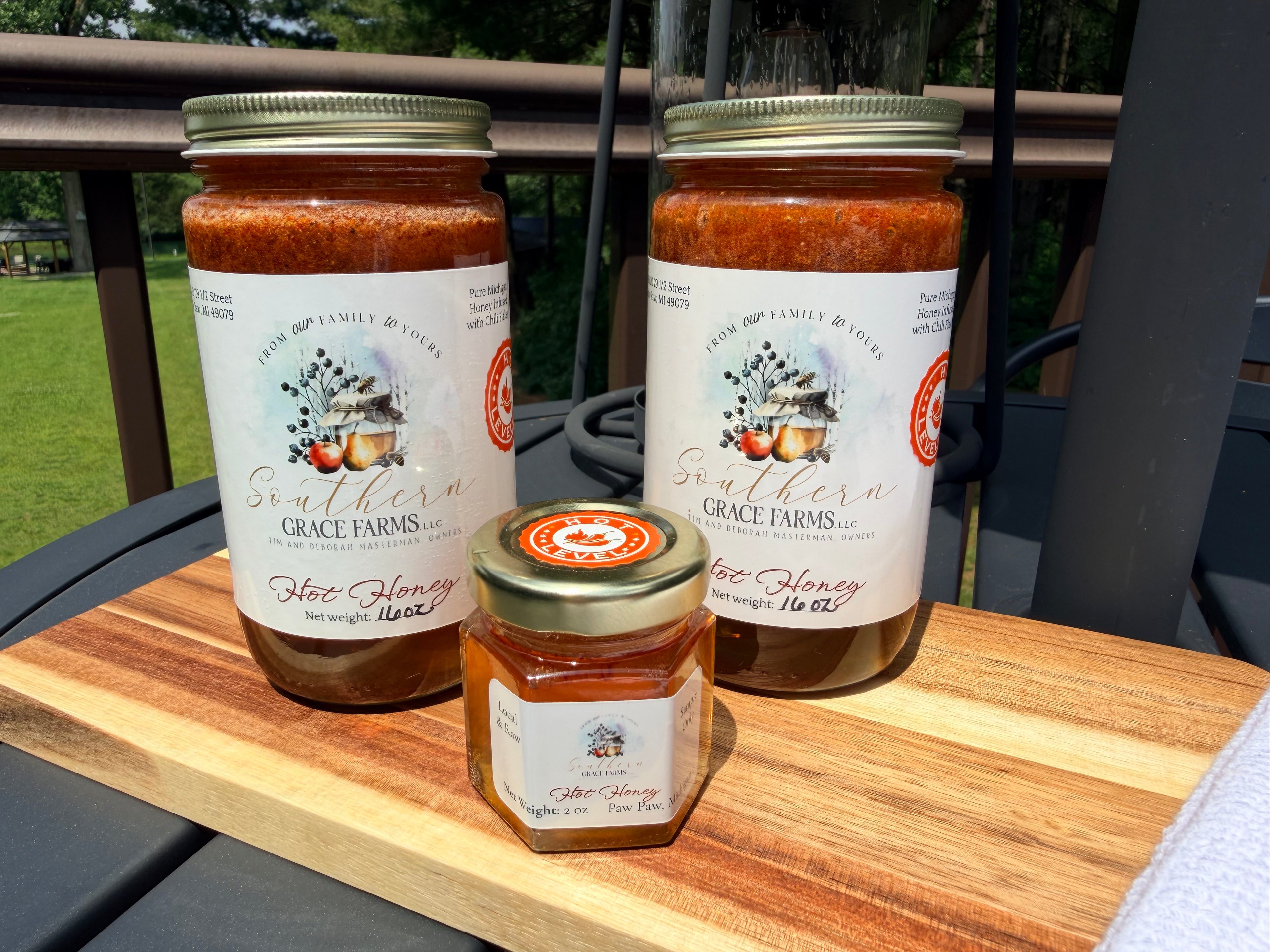 Pure Michigan Hot Honey Infused with Habanero Chili Flakes - 1 lb (16 oz Net Weight) Jar