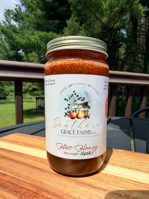 Pure Michigan Hot Honey Infused with Habanero Chili Flakes - 1 lb (16 oz Net Weight) Jar