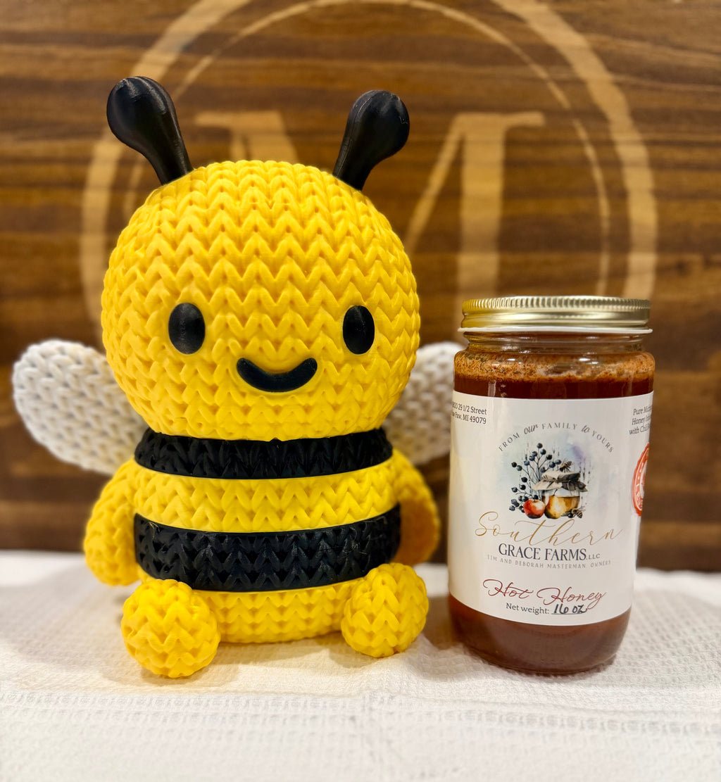 Pure Michigan Hot Honey Infused with Habanero Chili Flakes - 1 lb (16 oz Net Weight) Jar