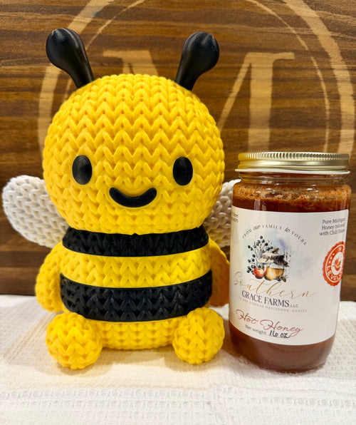 Pure Michigan Hot Honey Infused with Habanero Chili Flakes - 1 lb (16 oz Net Weight) Jar