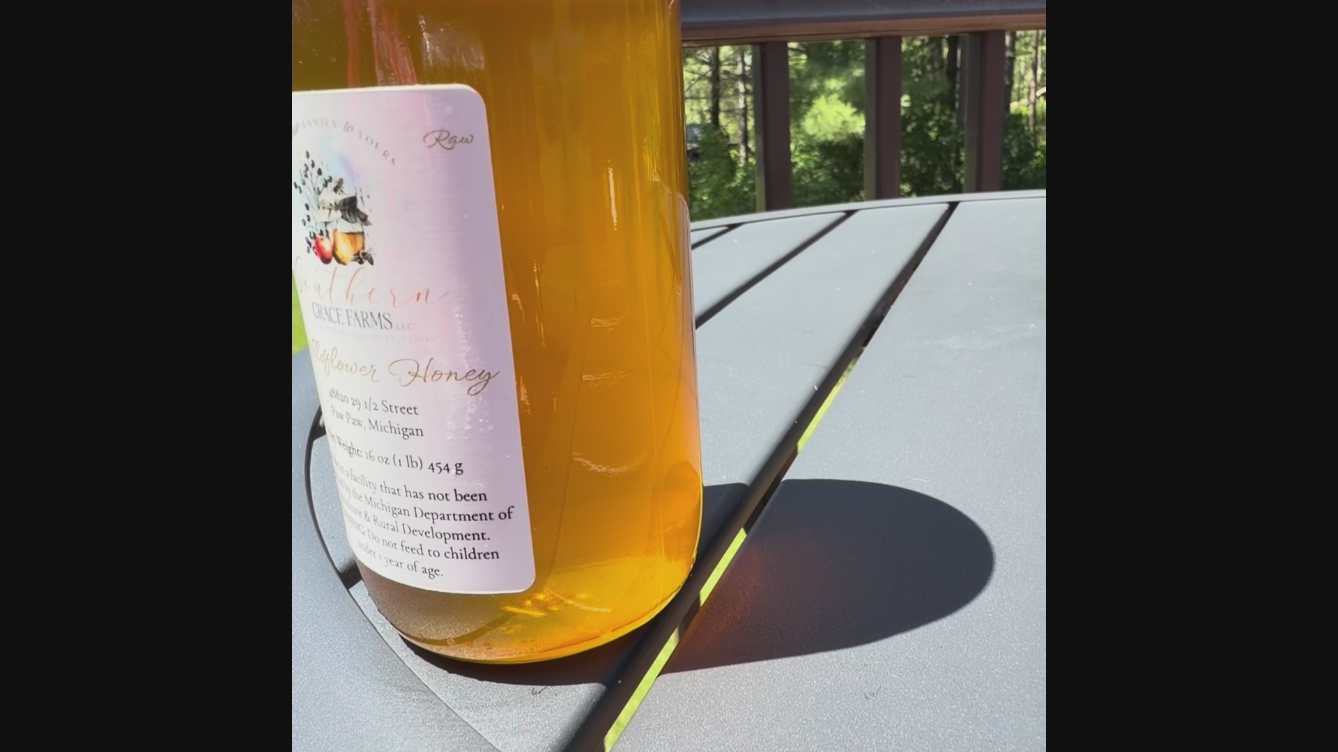 Pure, Raw, and Unfiltered Michigan Wildflower Honey - 1 lb (16 oz Net Weight) Jar